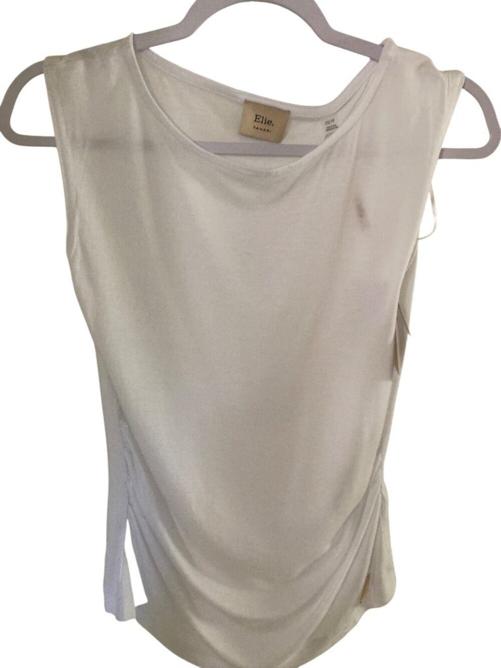 ELIE BY ELIE TAHARI Ruched Top Lyocell White Sz XS NWT